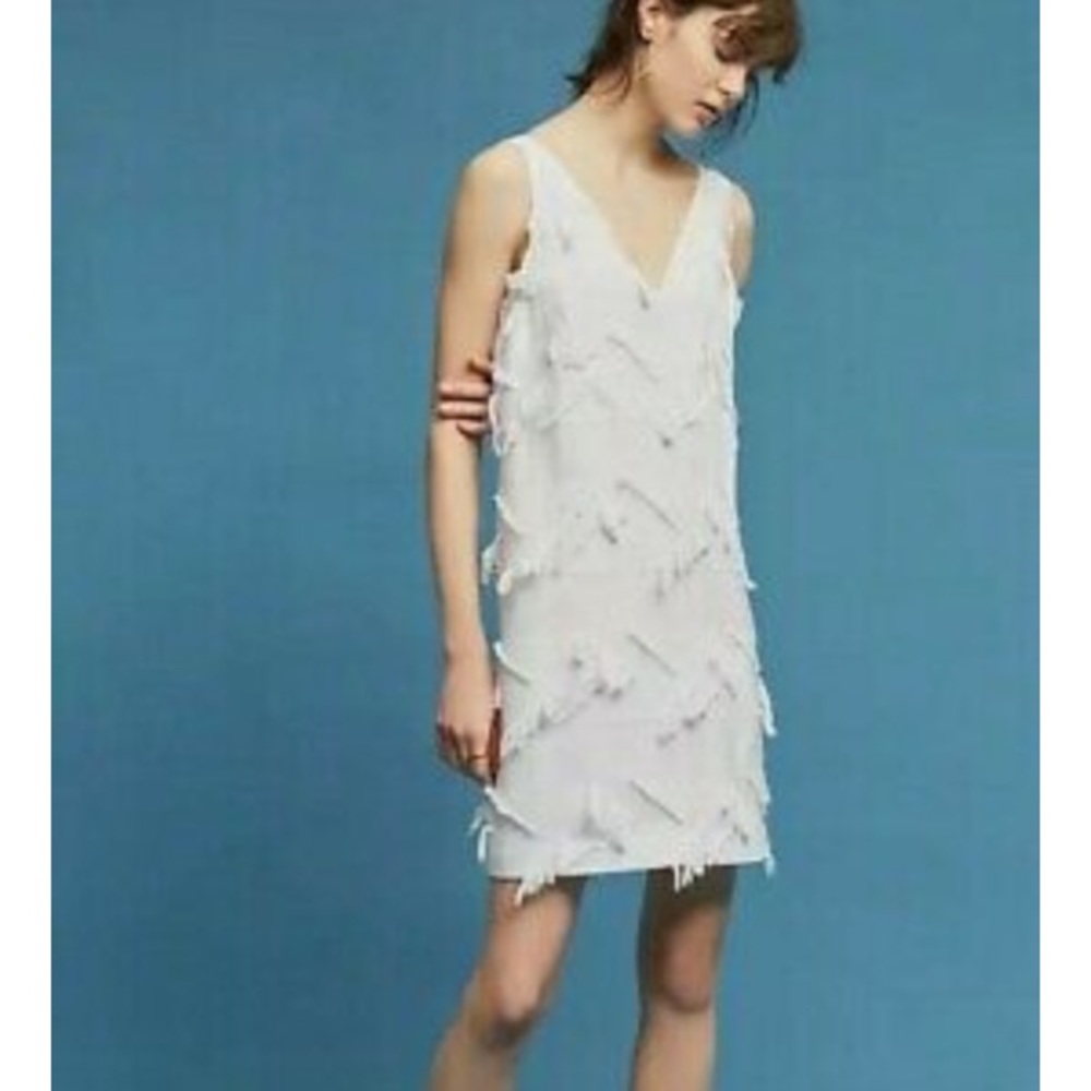 Maeve petite white cotton summer v-neck shift dress